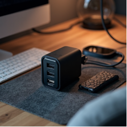 PowerFlow M3 5-Port USB Wall Charger 50W Multi-Device Black