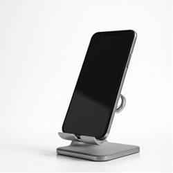 TechMount M6 Adjustable Desk Phone Stand 360-Degree Rotate Silver