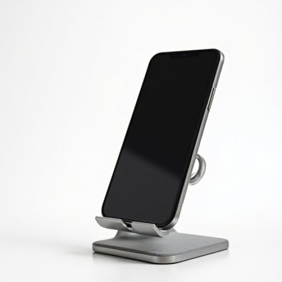 TechMount M6 Adjustable Desk Phone Stand 360-Degree Rotate Silver