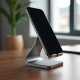 TechMount M6 Adjustable Desk Phone Stand 360-Degree Rotate Silver