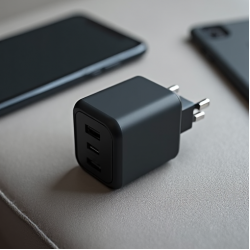 PowerFlow Z2 Dual USB-A Wall Charger 12W Compact Foldable Black