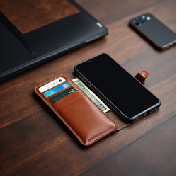 NovaCover V5 Leather Flip Case RFID Blocking Multi-Slot Brown